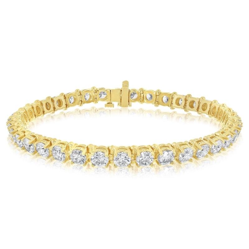 14K Yellow Gold 4 Prong Straight Line Low Set Tennis Bracelet