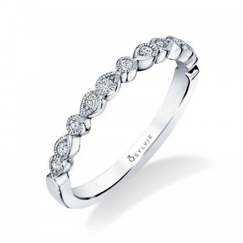 Vintage Inspired Diamond Wedding Band - Elena