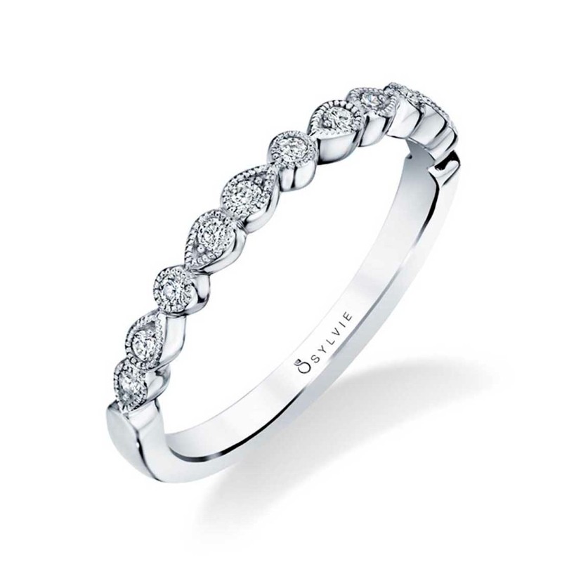Vintage Inspired Diamond Wedding Band - Elena