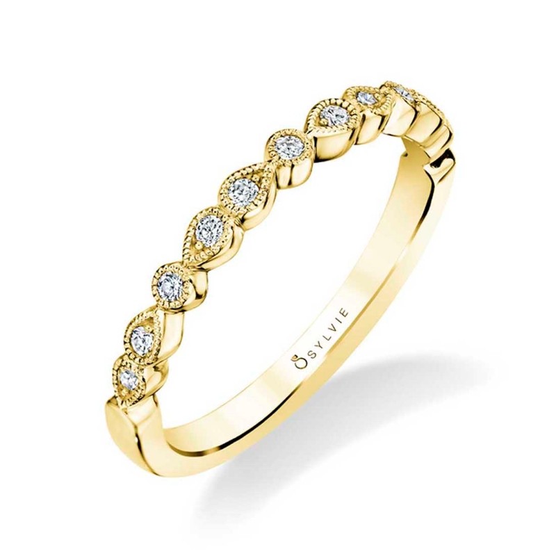 Vintage Inspired Diamond Wedding Band - Elena