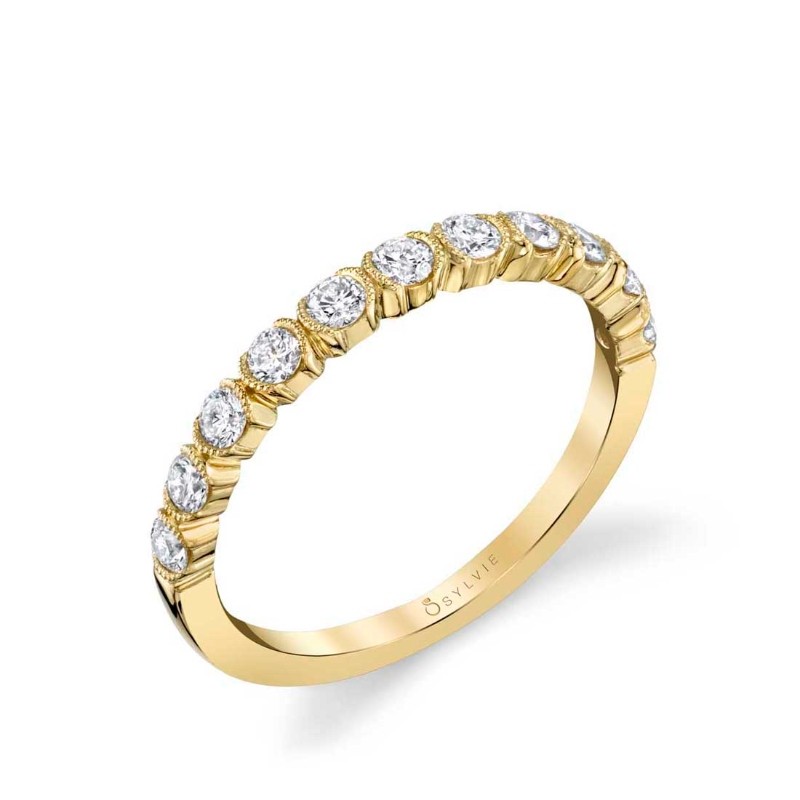 Unique Bezel Set Stackable Band - Margot