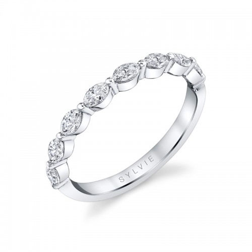 Single Prong Wedding Band with Marquise Diamonds