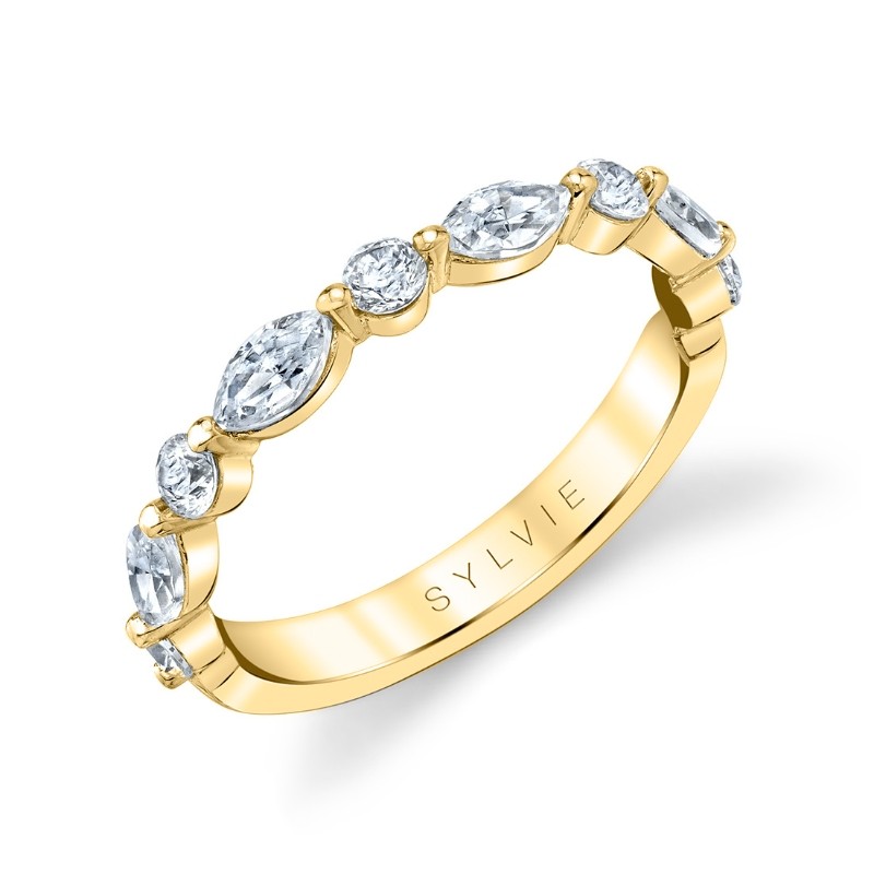 Marquise Wedding Band with Shared Prongs