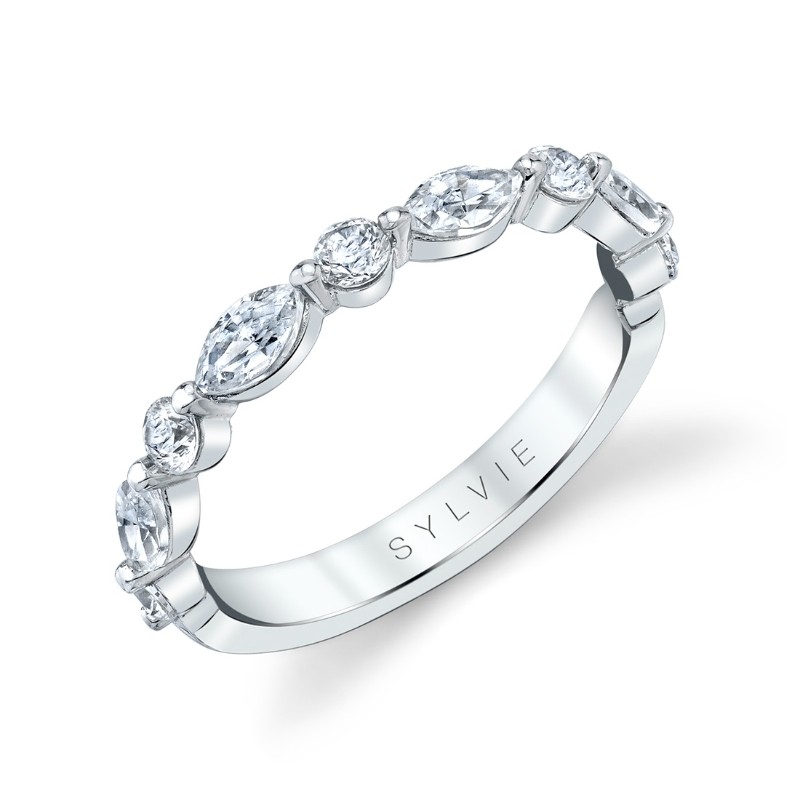 Marquise Wedding Band with Shared Prongs