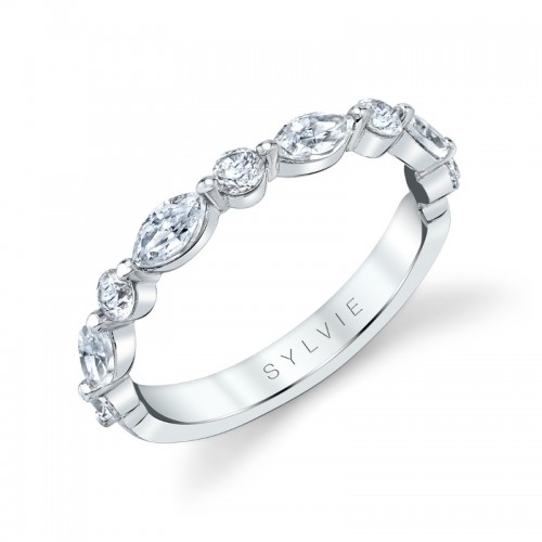 Marquise Wedding Band with Shared Prongs