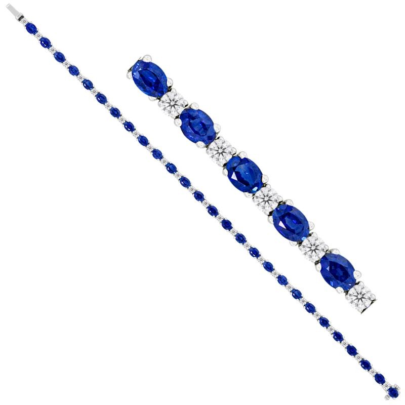 18K White Gold Sapphire and Diamond Bracelet