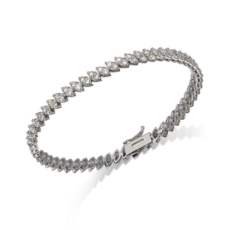 14K White Gold Marquise Style Straight Tennis Bracelet