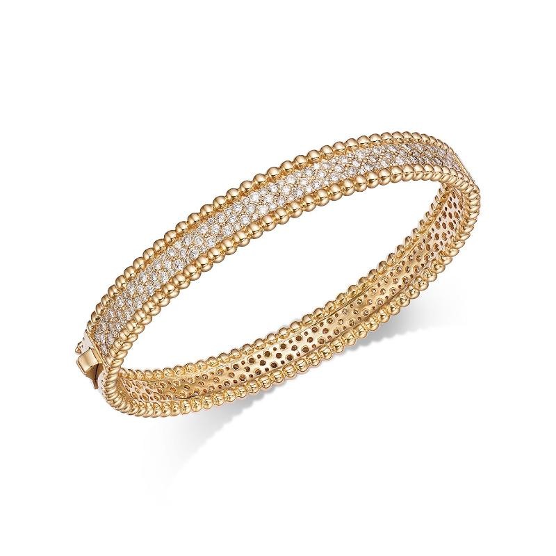 YELLOW GOLD, BEADED THREE-ROW BANGLE