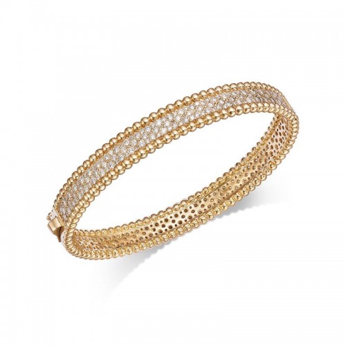 YELLOW GOLD, BEADED THREE-ROW BANGLE