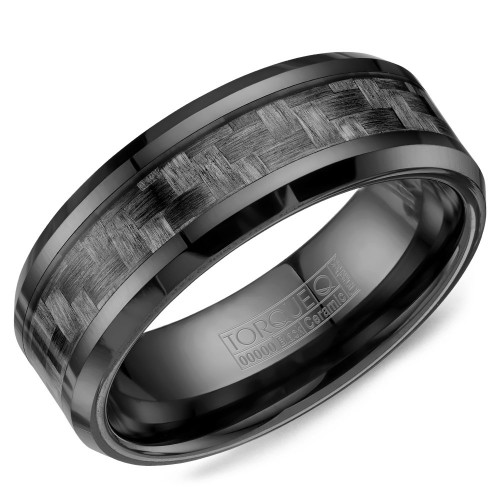 Torque 8Mm Blk Ceramic Edages And Carbon Fiber Inlay Band  Size 10