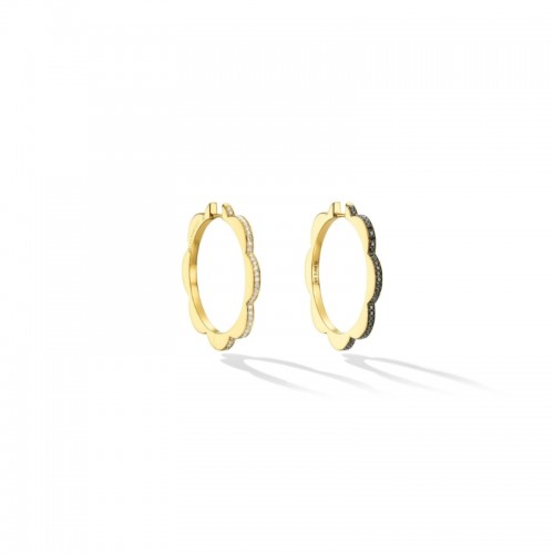 18K Yellow Gold Large Bloom Triplet Hoop Earrings