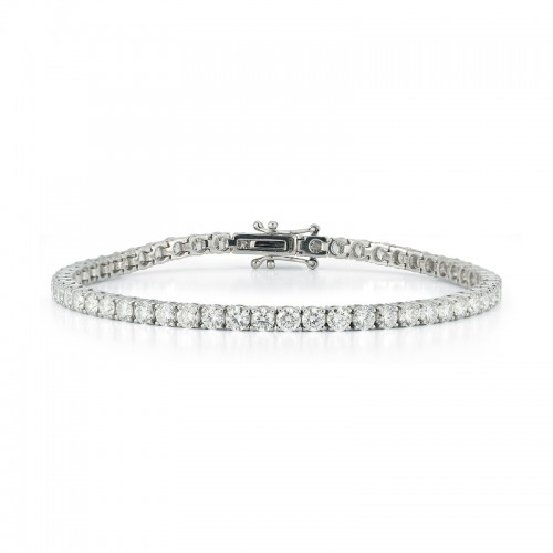 14K White Gold Straight Line Four Prong Tennis Bracelet