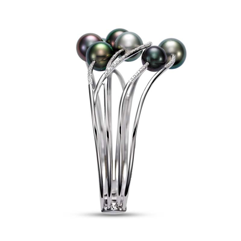 18K White Gold Diamond and Tahitian Pearl Bracelet By Providence Diamond Collection