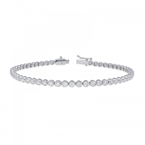 14K White Gold Bezel Set Tennis Bracelet