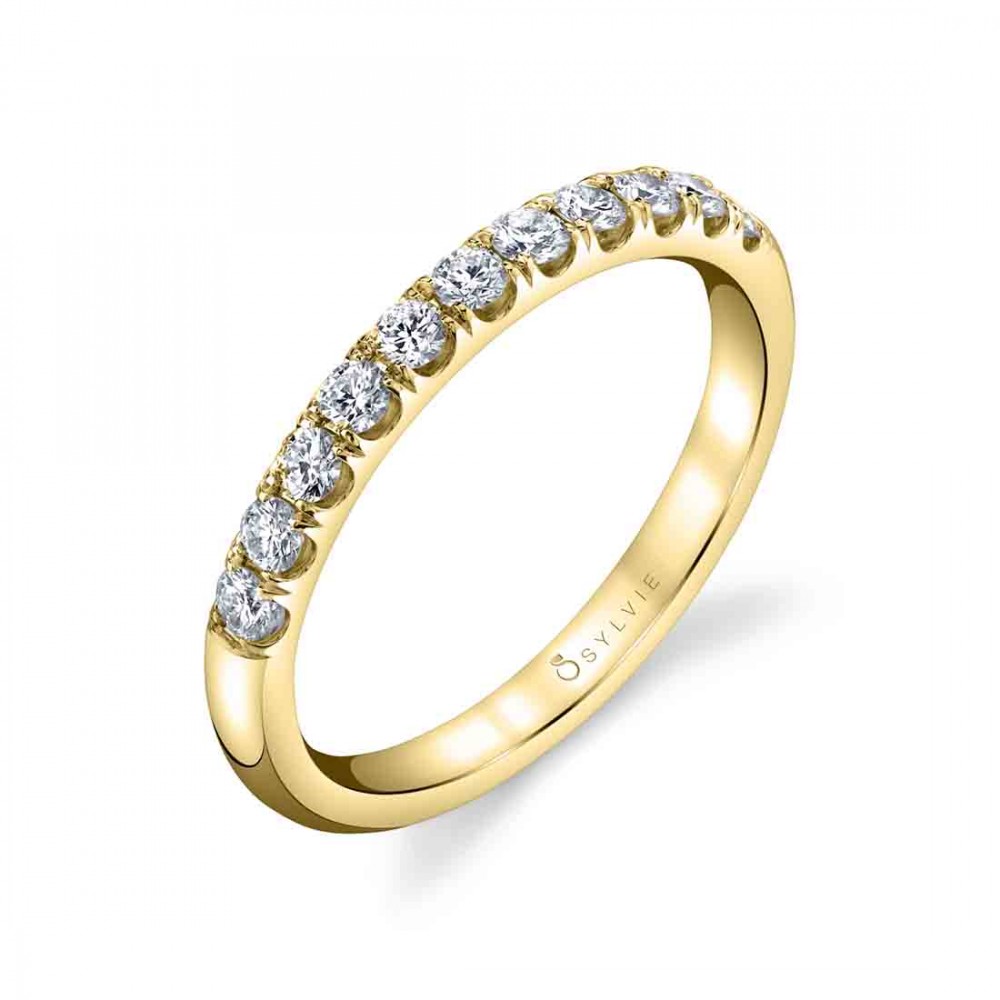 Classic Wedding Band With Shared Prongs 0.33 CT