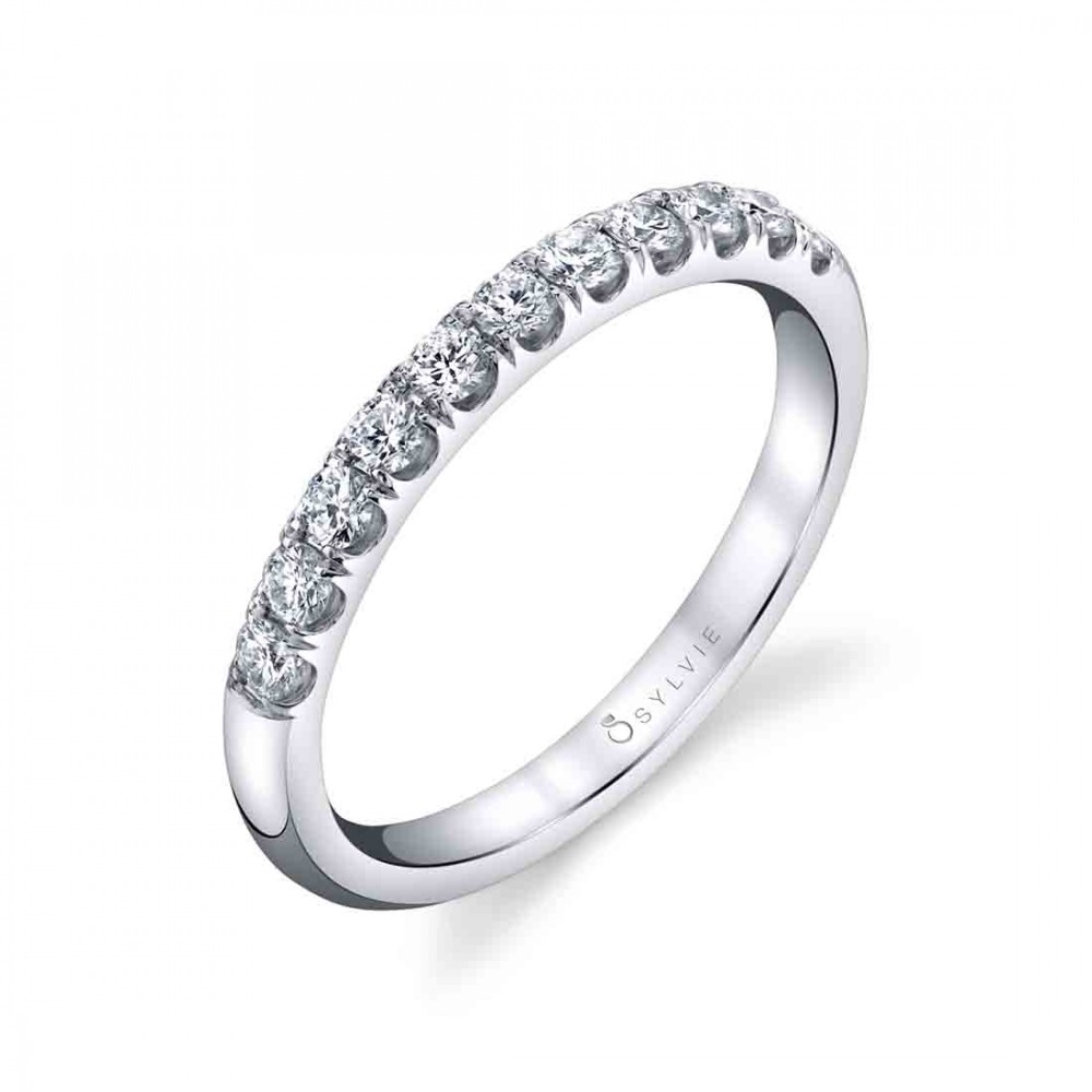 Classic Wedding Band With Shared Prongs 0.33 CT