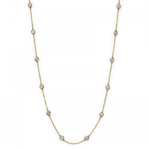 14K Bezel Set Diamonds By The Yard Necklace By PD Collection