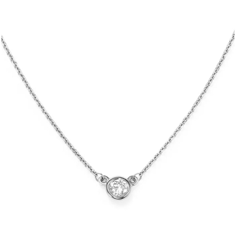 14K White Gold 3.4Mm Solitaire Necklace 18