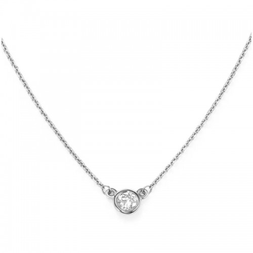 14K White Gold 3.4Mm Solitaire Necklace 18