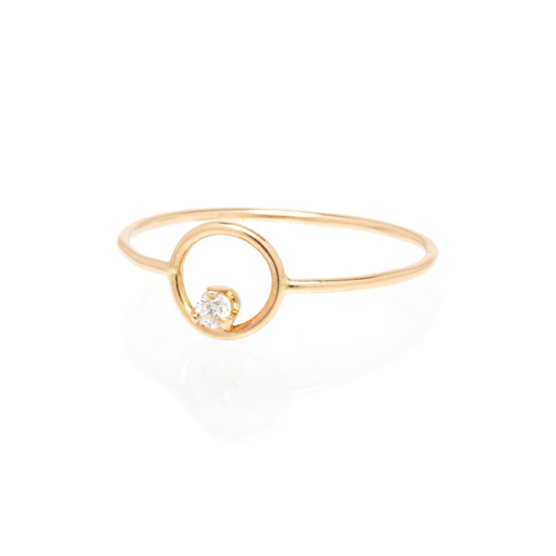 14K Diamond Small Circle Ring BY Zoe Chicco
