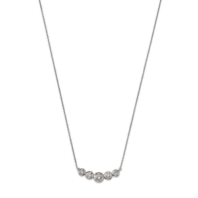 14K Diamond Graduated Bezel Necklace