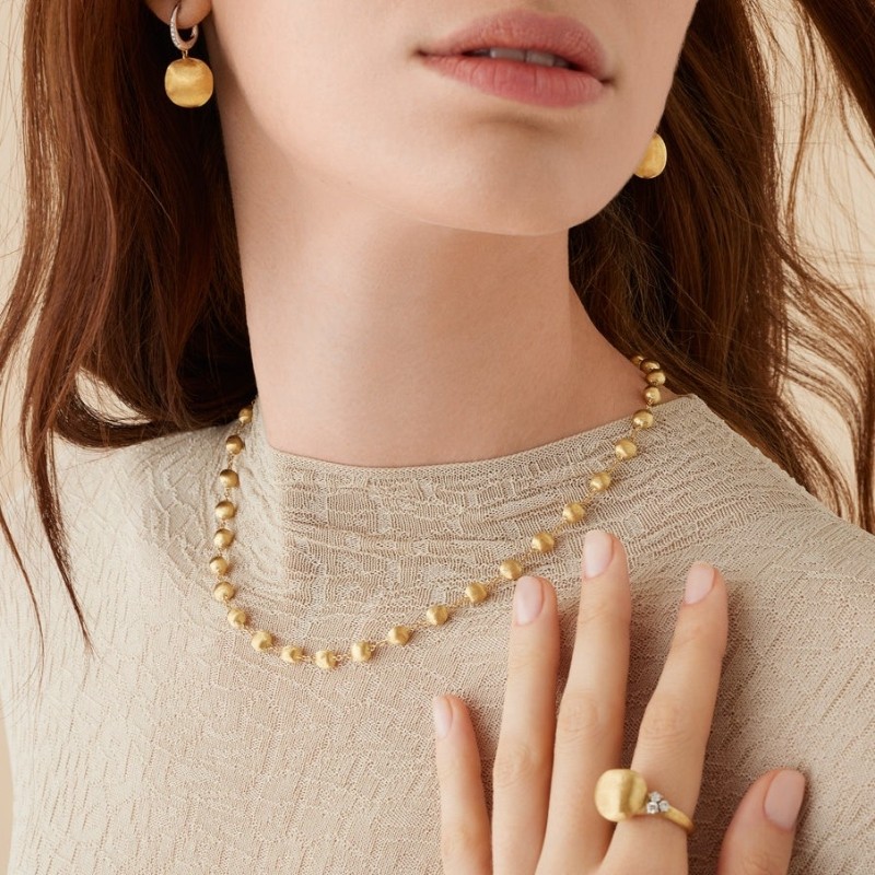 18K Africa Gold Bead Necklace