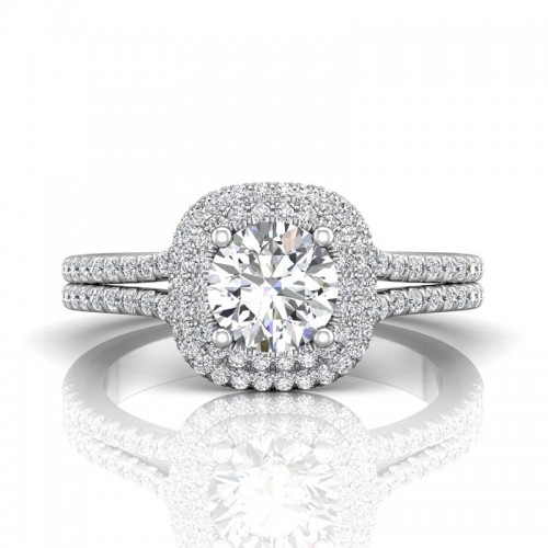 FlyerFit® 14K White Gold Split Shank Engagement Ring