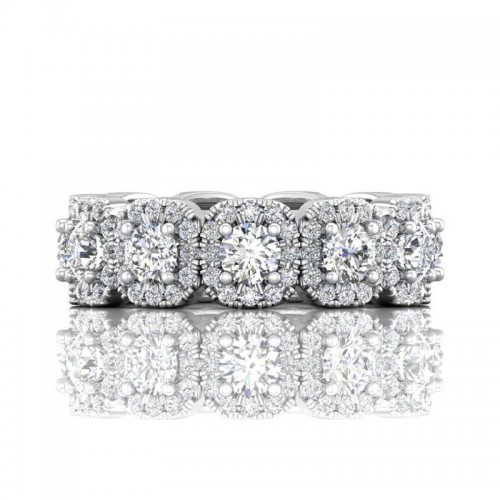FlyerFit® 14K White Gold Micropave Cutdown Wedding Band
