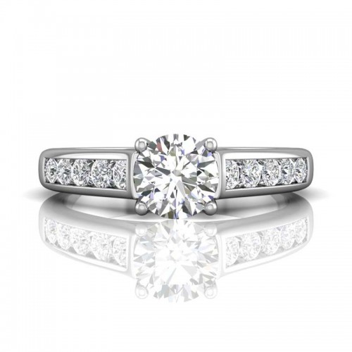 FlyerFit® 14K White Gold Channel/Shared Prong Engagement Ring