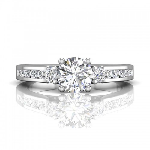 FlyerFit® 14K White Gold Channel/Shared Prong Engagement Ring