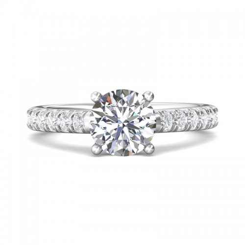 FlyerFit® 14K White Gold Micropave Engagement Ring