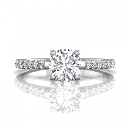 FlyerFit® 14K White Gold Micropave Engagement Ring