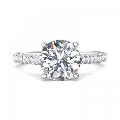 FlyerFit® 14K White Gold Micropave Engagement Ring