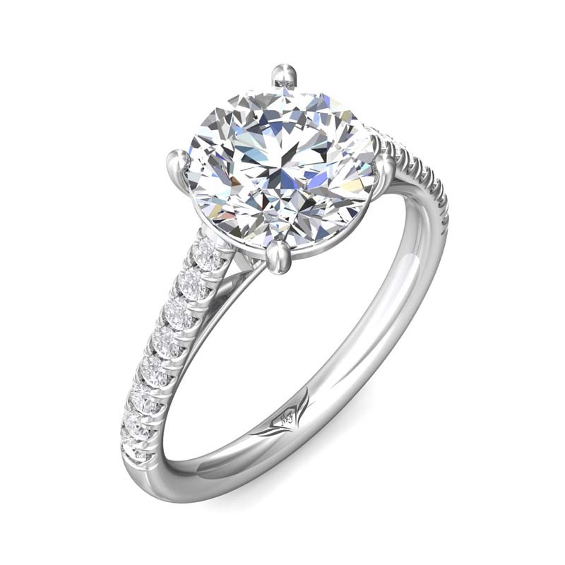 FlyerFit® 14K White Gold Micropave Engagement Ring