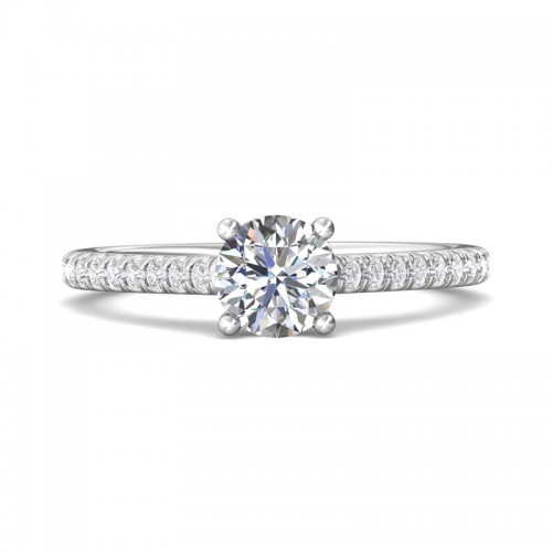 FlyerFit® 14K White Gold Micropave Engagement Ring