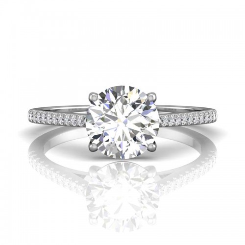 FlyerFit® 14K White Gold Micropave Engagement Ring