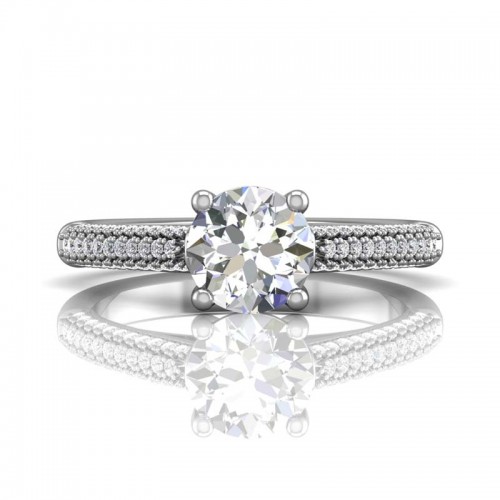 FlyerFit® 14K White Gold Micropave Engagement Ring