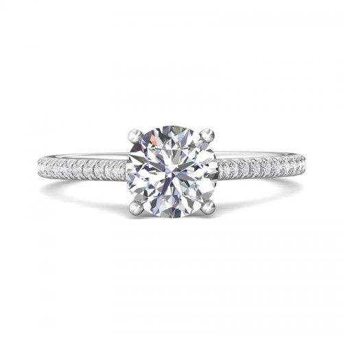 FlyerFit® 14K White Gold Micropave Engagement Ring