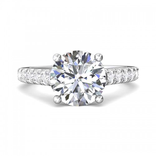 FlyerFit® 14K White Gold Micropave Engagement Ring