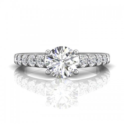 FlyerFit® 14K White Gold Micropave Engagement Ring