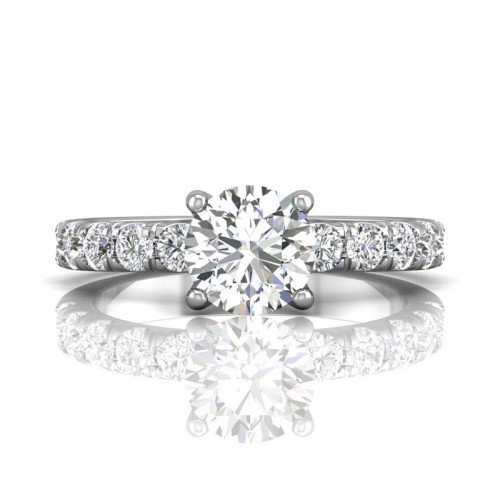 FlyerFit® 14K White Gold Micropave Engagement Ring