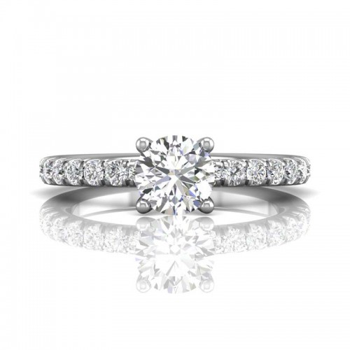 FlyerFit® 14K White Gold Micropave Engagement Ring