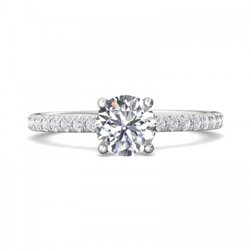 FlyerFit® 14K White Gold Micropave Engagement Ring