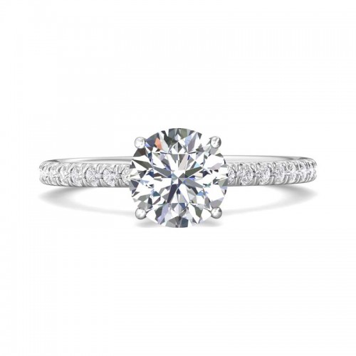 FlyerFit® 14K White Gold Micropave Engagement Ring