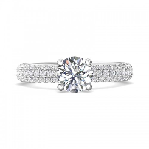 FlyerFit® 14K White Gold Micropave Engagement Ring