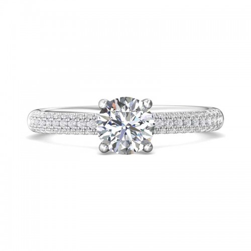 FlyerFit® 14K White Gold Micropave Engagement Ring