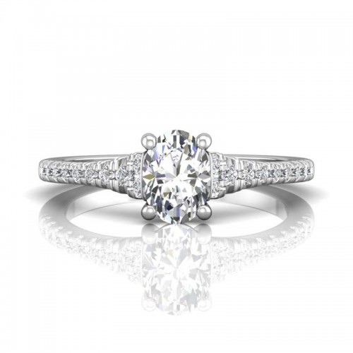 FlyerFit® 14K White Gold Micropave Engagement Ring