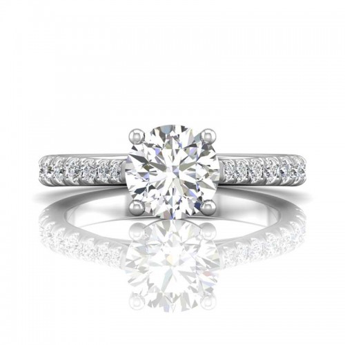 FlyerFit® 14K White Gold Micropave Engagement Ring