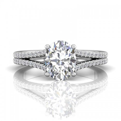 FlyerFit® 14K White Gold Split Shank Engagement Ring