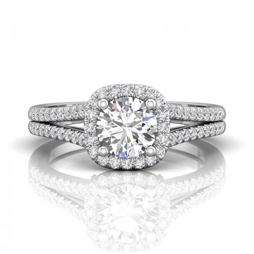 FlyerFit® 14K White Gold Split Shank Engagement Ring